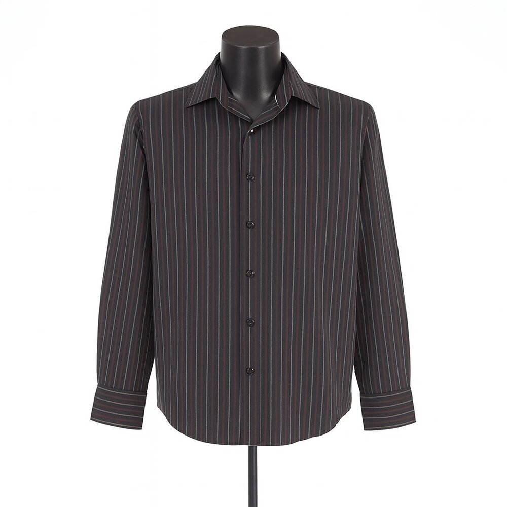 Inside Out A2Z Men XXL Reversible Pinstripe Button Down Shirt Black